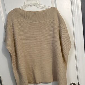 LOFT Beige Off-the-Shoulder Ribbed Sweater